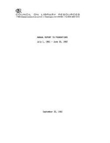 Cover image for ANNUAL REPORT TO FOUNDATIONS: July 1, 1981 - June 30, 1982