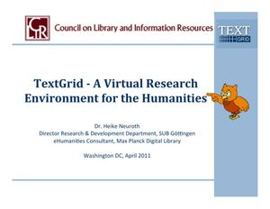 Cover image for TextGrid: A Virtual Research Environment for the Humanities