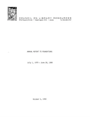 Cover image for ANNUAL REPORT TO FOUNDATIONS July 1, 1979 - June 30, 1980