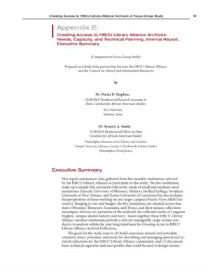 Cover image for Creating Access to HBCU Library Alliance Archives: Needs, Capacity, and Technical Planning
