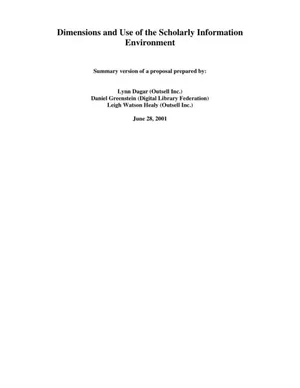 Cover image for Dimension and Use of the Scholarly Information Environment