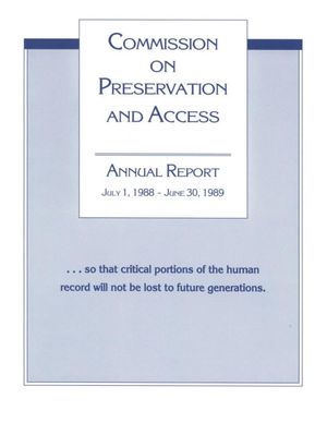 Cover image for COMMISSION ON PRESERVATION AND ACCESS: ANNUAL REPORT