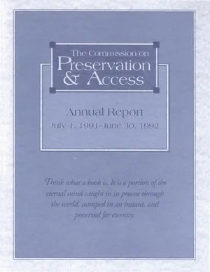 Cover image for THE COMMISSION ON PRESERVATION AND ACCESS Annual Report