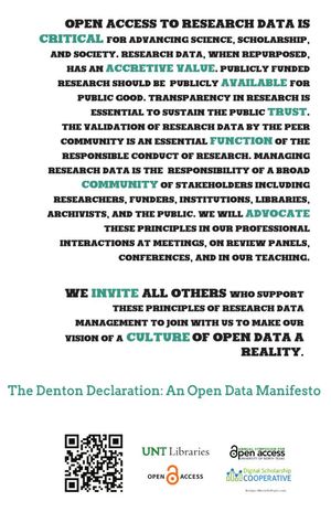 Cover image for The Denton Declaration: An Open Data Manifesto
