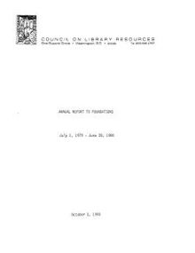 Cover image for ANNUAL REPORT TO FOUNDATIONS July 1, 1979 - June 30, 1980