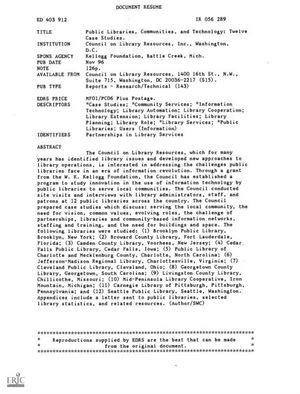 Cover image for Public Libraries, Communities, and Technology: Twelve Case Studies