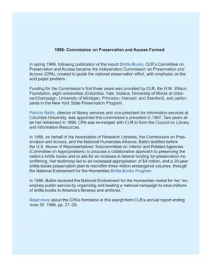 Cover image for Commission on Preservation and Access Formed