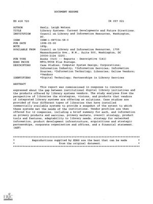 Cover image for Library Systems: Current Developments and Future Directions