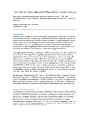 Cover image for The Future of Digital Scholarship: Preparation, Training, Curricula
