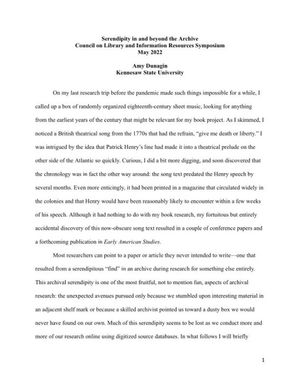 Cover image for Serendipity in and beyond the Archive